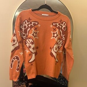 Staccato Orange Western Pattern Sweater